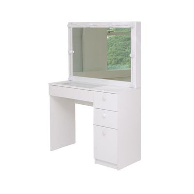 Penteadeira Ditália com Tampo ce Vidro + Kit Luz PE-120 Branca