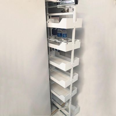 Coluna Deslizante Masutti Branca 5 Bandejas Embutir 33x48x152cm Cozinha Gavetas com Corrediça