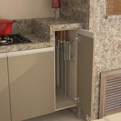 Suporte Porta Espetos de Embutir na Lateral do Móvel com 3 Ganchos Masutti Copat em Aço Inox