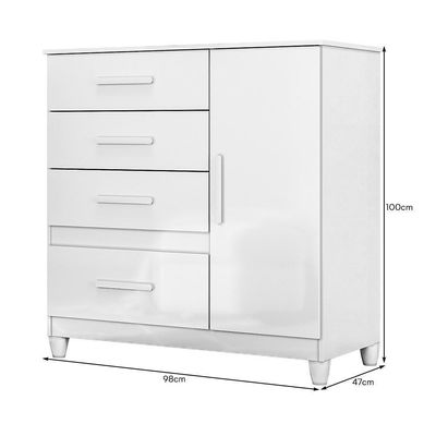 Cômoda Sapateira Vênus 1 Porta E 4 Gavetas Flex Branco Com Pés Moval Branco