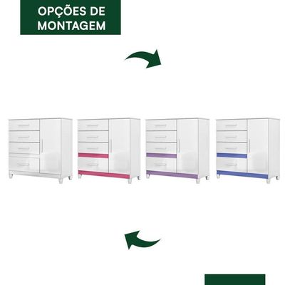 Cômoda Sapateira Vênus 1 Porta E 4 Gavetas Flex Branco Com Pés Moval Branco
