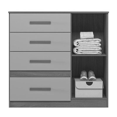 Cômoda Sapateira Vênus 1 Porta E 4 Gavetas Flex Castanho Wood Moval Castanho Wood