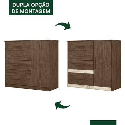 Cômoda Sapateira Vênus 1 Porta E 4 Gavetas Flex Castanho Wood Moval Castanho Wood