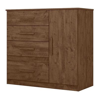 Cômoda Sapateira Vênus 1 Porta E 4 Gavetas Flex Castanho Wood Moval Castanho Wood
