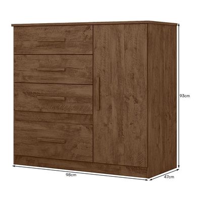 Cômoda Sapateira Vênus 1 Porta E 4 Gavetas Flex Castanho Wood Moval Castanho Wood