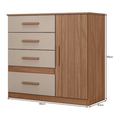 Cômoda Sapateira Vênus 1 Porta E 4 Gavetas Caarvalho Fendi