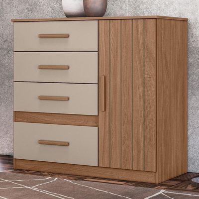 Cômoda Sapateira Vênus 1 Porta E 4 Gavetas Caarvalho Fendi