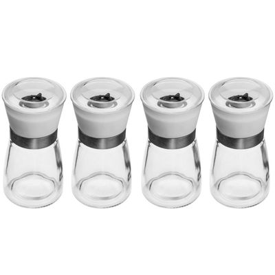 4 Moedores de Sal e Pimenta Temperos 170ml Lyor em Vidro com Moinhos de Cerâmica