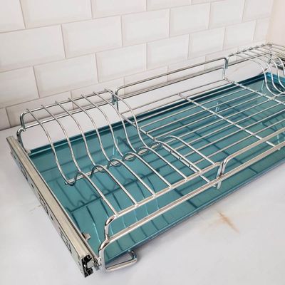 Escorredor de Louças Pratos Aéreo 670mm com Bandeja Corrediças Deslizantes Schmitt Cromado Cromado