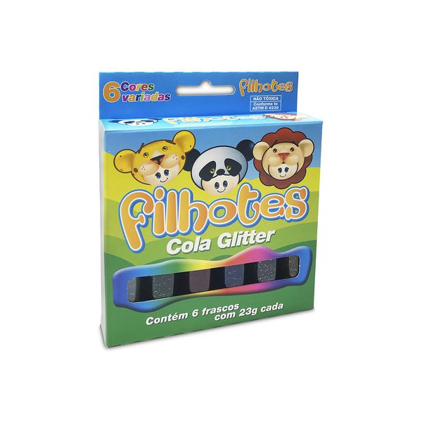 Cola Acrilex Gliter Filhotes com 6 Cores 23g