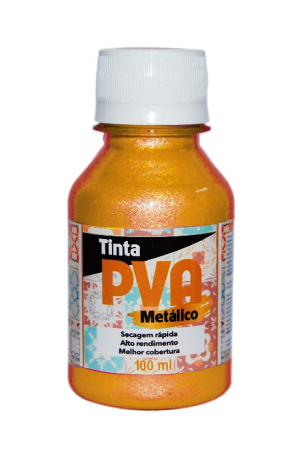 Tinta Pva Glitter Metálica com 100ml Dourado