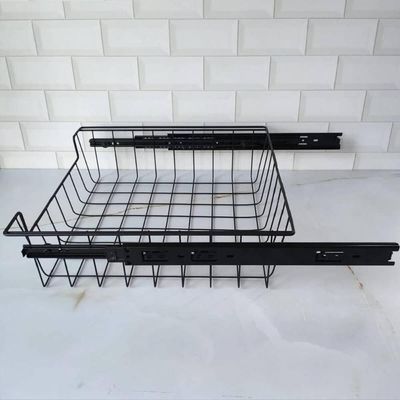 Gaveta Fruteira Deslizante Aramada com Corrediça Preta 47cm x 37,5cm Cesto Multiuso de Embutir