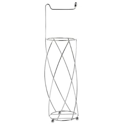 Suporte para 4 Rolos Papel Higiênico de Chão Espiral Aramado Aço Cromado Utimil