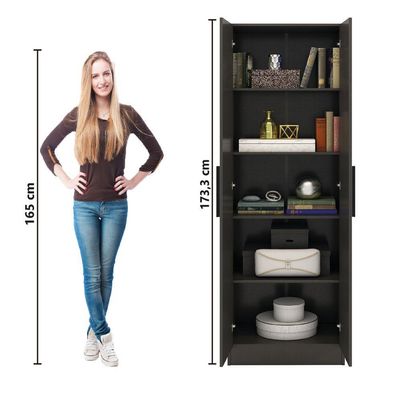 Guarda Roupas Multiuso Solteiro Organizador 4 Prateleiras Belém Notável Preto