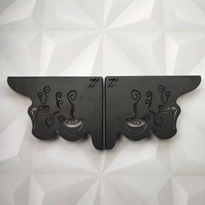 Par Mãos Francesas Decorativas 20cm Cantinho do Café Bule e Xícara Preto Aço