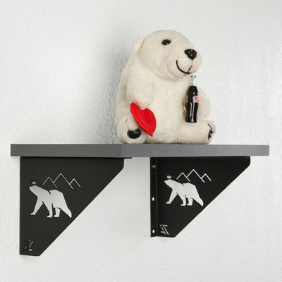 Mãos Francesas Pretas Ornamentadas em Aço Urso 20cm Decorativas Zarg