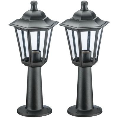 2 Luminárias Pretas Balizador de Chão 44cm Lente Transparent