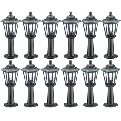 12 Luminárias Pretas Termoplástico Balizador de Chão Bivolt Jardim Colonial Dital