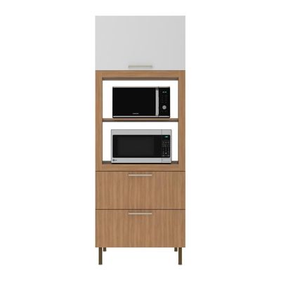 Paneleiro Torre Quente Para Forno Micro-ondas 1 Porta 2 Gavetas 80cm Multimóveis Cr20443 Freijó Branco