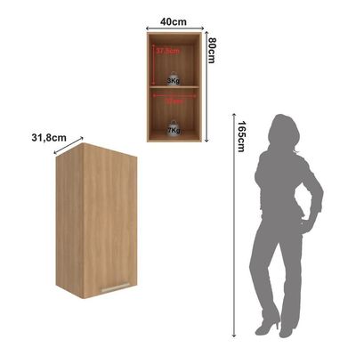Armário De Cozinha Aéreo Com 1 Porta 40cm Multimóveis Cr20416 Freijó