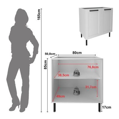Balcão De Cozinha Em Mdf Com 2 Portas 80cm Multimóveis Cr20428 Branco