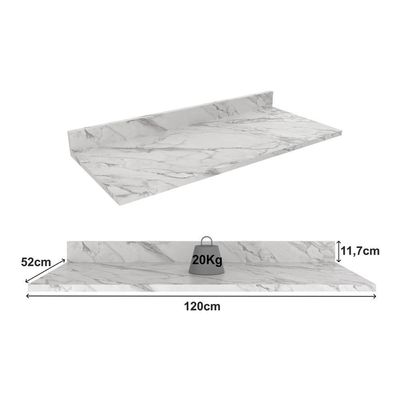Tampo Mdp 25mm Para Balcão De Cozinha 120cm Multimóveis Cr20415 Mármore Branco Mármore Branco