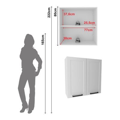 Armário De Cozinha Aéreo Em Mdf Com 2 Portas 80cm Multimóveis Cr20431 Branco