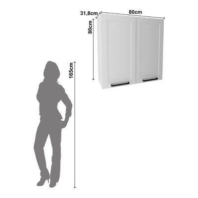 Armário De Cozinha Aéreo Em Mdf Com 2 Portas 80cm Multimóveis Cr20431 Branco