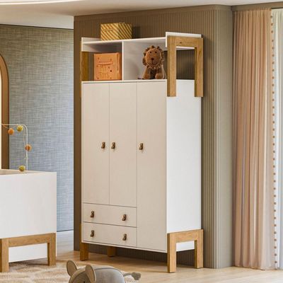 Guarda Roupa Infantil Fantasia 3 Portas 2 Gavetas Branco