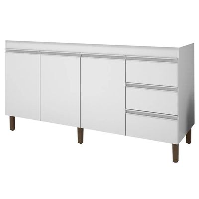 Balcão Gabinete Para Pia 160cm Sem Tampo 3 Portas Karen P14 Branco - Mpozenato