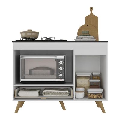 Balcão Para Cooktop E Forno 105cm 1 Porta 1 Gaveta Veneza Multimóveis Mp2258 Branco Dourado