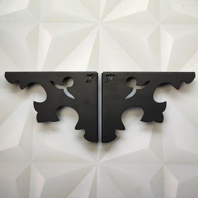 Par de Mãos Francesas Arabesco 20cm Abstrato Pontudo Preto Aço Zarg