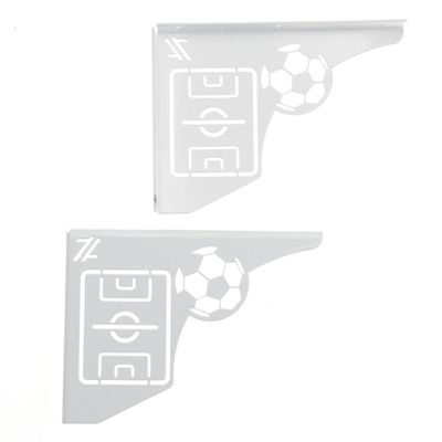 Mão Francesa Decorativa 20cm Campo de Futebol Aço Branco para Prateleira Zarg