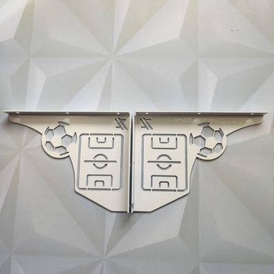 Mão Francesa Decorativa 20cm Campo de Futebol Aço Branco para Prateleira Zarg