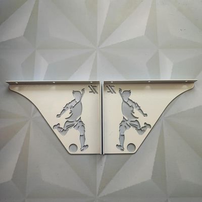 Par Mão Francesa Moderna 20cm Jogador Futebol Aço Branco Prateleira Zarg