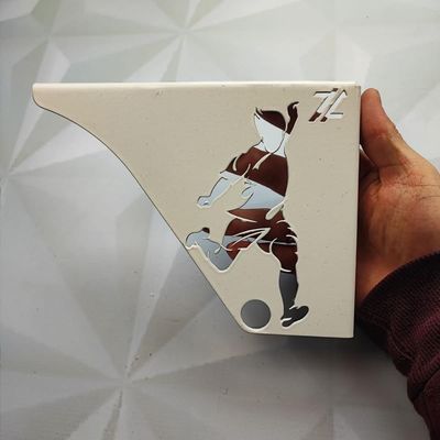 Par Mão Francesa Moderna 20cm Jogador Futebol Aço Branco Prateleira Zarg