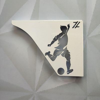 Par Mão Francesa Moderna 20cm Jogador Futebol Aço Branco Prateleira Zarg