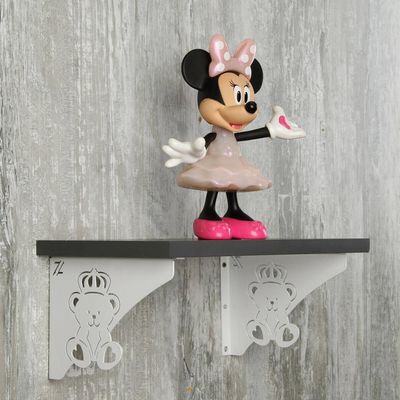 Par de Mãos Francesas Decorativas 20cm Menina Ursinho Aço Pequena Branca