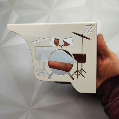 Par Mão Francesa Ornamentada Música Bateria 20cm Epóxi Branco Aço