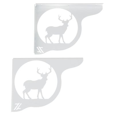 Mão Francesa Ornamentada 20cm Cervo Veado Branco em Aço para Prateleira Zarg