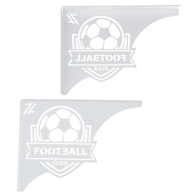 Mão Francesa Ornamentada 20cm Escudo Futebol Aço Branco para Prateleira Zarg