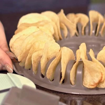 Forma para Fazer Chips de Batata sem Óleo no Microondas e Fatiador de Batata Plasvale