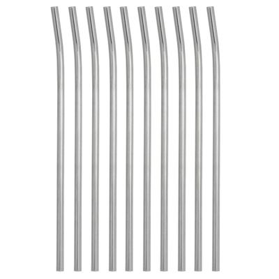 Conjunto 10 Canudos De Aço Inox Reutilizável Ecológico Curvado 6,3mm 21cm