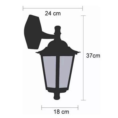 Arandela Colonial Externa Preta Luminária Jardim Parede 1 Lâmpada 20W Bivolt Hall de Entrada Dital