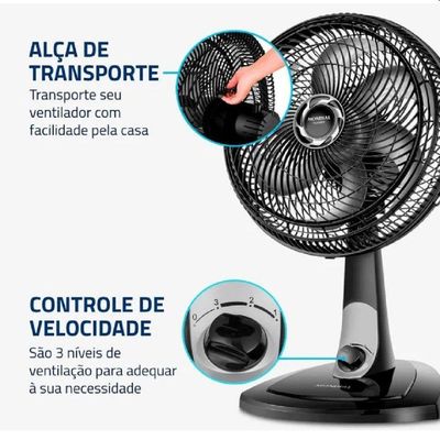Ventilador De Mesa 30 Cm Turbo Vt-30-nb Mondial Preto 220v