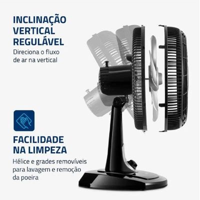 Ventilador De Mesa 30 Cm Turbo Vt-30-nb Mondial Preto 220v