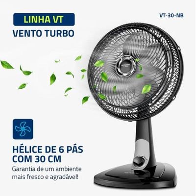 Ventilador De Mesa 30 Cm Turbo Vt-30-nb Mondial Preto 220v