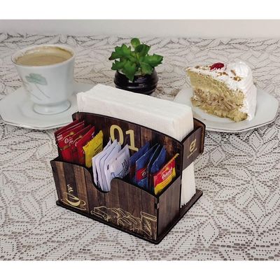 Suporte Porta Guardanapos 1 ao 10 Zanline MDF Restaurante Sachê de Mesa Marrom