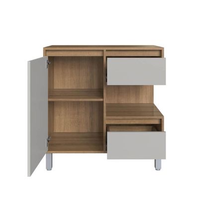 Gabinete Banheiro 80cm Paula Mel Arenas Gavetas Porta Nicho Sem Cuba