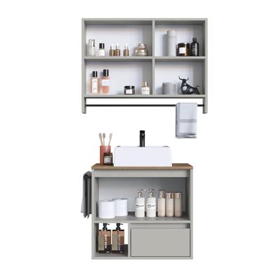 Gabinete Suspenso 60cm Mel Arenas Toalheiro Cuba Espelheira 80cm Conjunto para Banheiro CJ8050.20MA